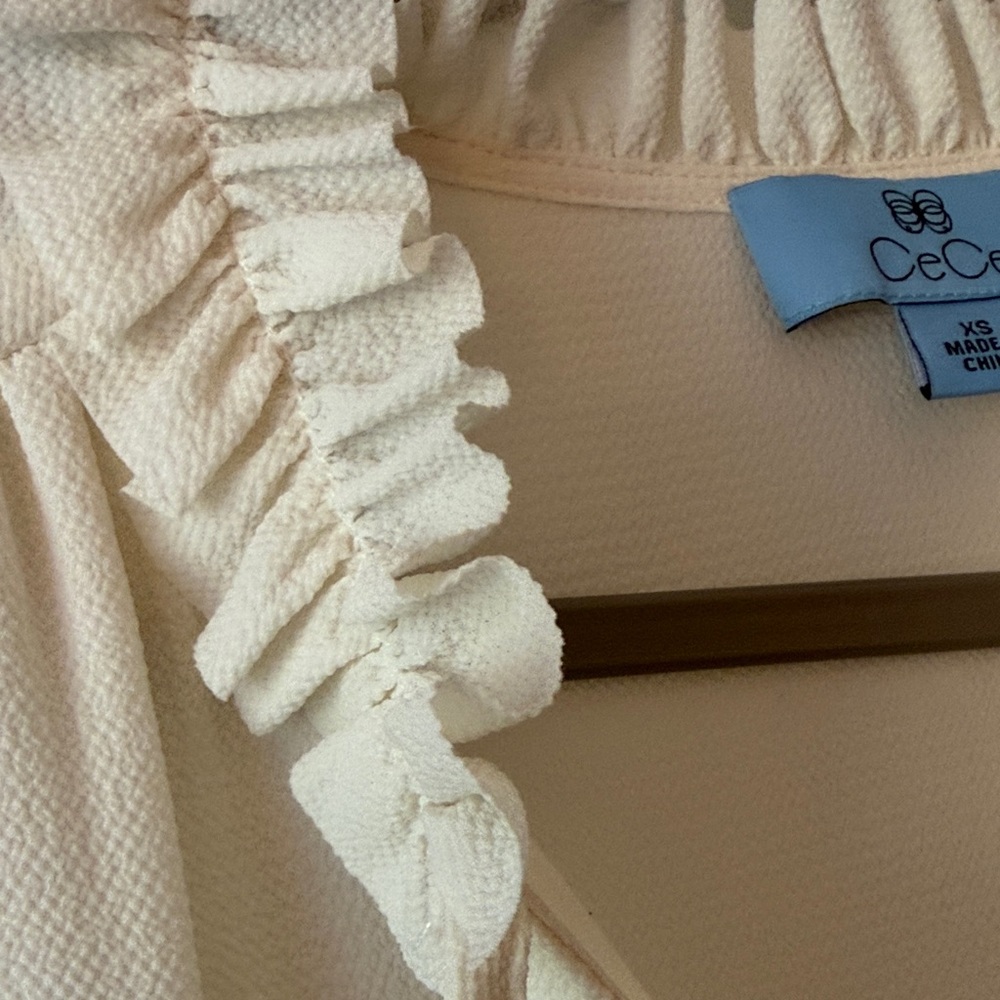 CeCe Cream Ruffle Neck Blouse - Picture 3 of 6